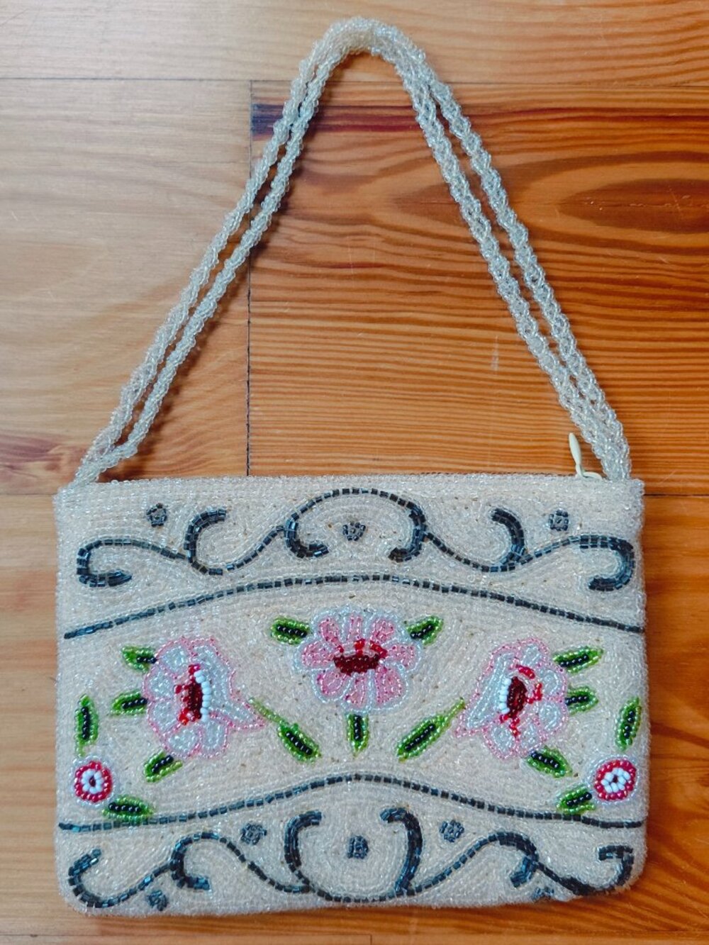Vintage Christiana Clutch Purse Ivory Beaded Floral Micro Wedding Y2K NEW